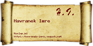 Havranek Imre névjegykártya